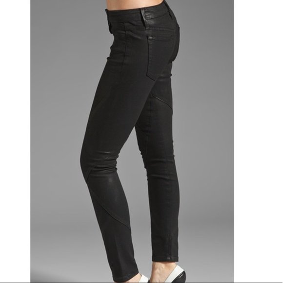 Joe's Jeans Criss Cross Seam Waxed Black Skinny Jeans - Picture 4 of 11